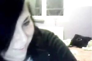 She can barely pull out her large meatballs to show me on the cam