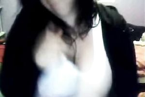 She can barely pull out her large meatballs to show me on the cam