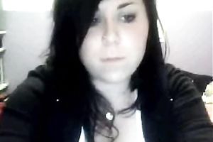 She can barely pull out her large meatballs to show me on the cam