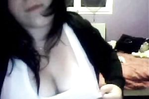 She can barely pull out her large meatballs to show me on the cam