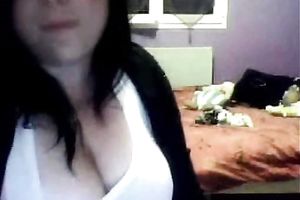 She can barely pull out her large meatballs to show me on the cam