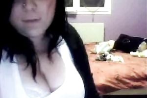 She can barely pull out her large meatballs to show me on the cam