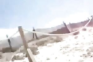 Cute brunette hair latin chick milf enjoys my penis on the beach