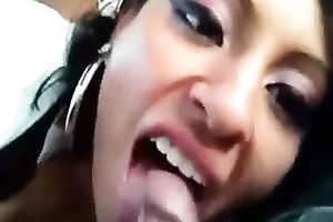 Dark haired eye catching pleasant juvenile cheating wife was blowing my friend's pecker