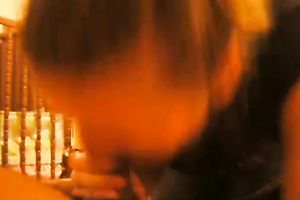 Ruined dark brown bitch gives my cock a thorough oral-sex