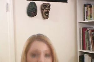 Sweet golden-haired GF teen shows off her wazoo to her boyfriend