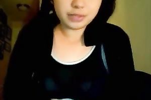 Asian juvenile cutie rubs her snatch and teats on cam
