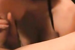 Kinky cute and pleasant brunette hair gal of my buddy gives him head