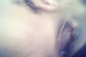 Kinky dilettante housewife was rubbing her love button and beefy bawdy cleft on web camera