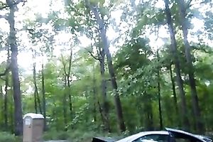 Fingering and licking salty soaked snatch in the park