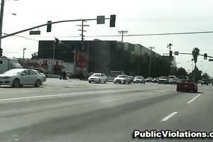 Busty and hot dilettante dark brown hiding behind the dumpster