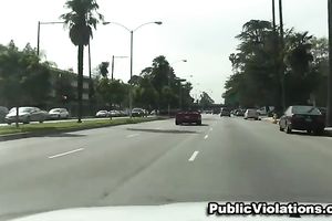Busty and hot dilettante dark brown hiding behind the dumpster