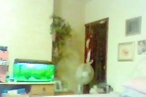 Hidden webcam video with my fat husband making the couch