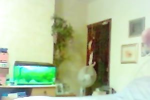 Hidden webcam video with my fat husband making the couch