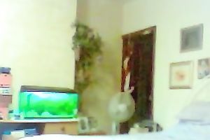 Hidden webcam video with my fat husband making the couch