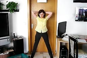 Submissive pale and wrinkled dark brown floozy flashed her wazoo