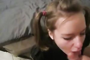 Seductive and hot teen cum drinker eats jizz after deepthroating