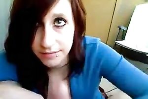 Alluring brunette hair hottie with large hawt eyes sucks my rock hard large dong