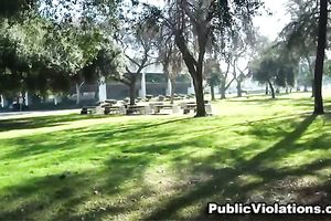 Beautiful skanky legal age teenager in the park giving head below the tree