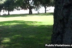 Beautiful skanky legal age teenager in the park giving head below the tree