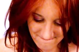 Filthy redhead perverted white bitch with miniature tits on cam
