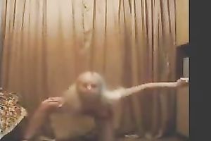 Sporty and hawt blond Russian skank stripteases on web camera