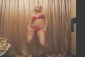 Sporty and hawt blond Russian skank stripteases on web camera