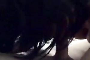 22 years old dark brown white bitch works on my lengthy hard cock with her face hole