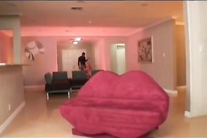 Chubby sweetheart with chubby booty sucks a big schlong of dark kinky jerk