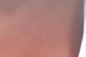 Coed's charming tank top cleavage as that babe talks on a phone