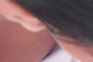 Coed's charming tank top cleavage as that babe talks on a phone