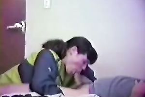 Neighbor's brunette BBC slut greedily blows my curly cock