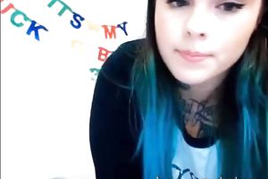 Cute dilettante dark brown with massive rack masturbates on cam for BF