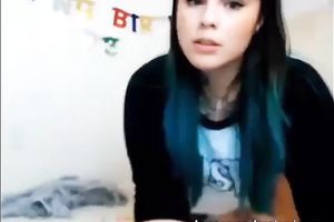 Cute dilettante dark brown with massive rack masturbates on cam for BF