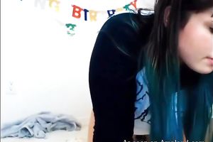 Cute dilettante dark brown with massive rack masturbates on cam for BF