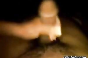 Sweet ebon girlfriend gives me a tugjob and blow job