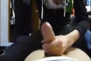 My sporty sweetheart playing with my giant penis like a gear shift stick