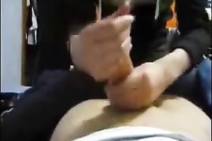 My sporty sweetheart playing with my giant penis like a gear shift stick