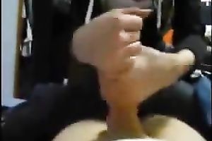 My sporty sweetheart playing with my giant penis like a gear shift stick