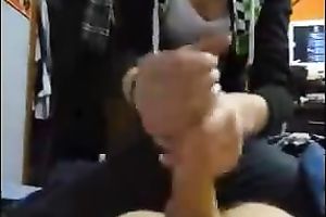 My sporty sweetheart playing with my giant penis like a gear shift stick