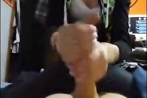 My sporty sweetheart playing with my giant penis like a gear shift stick