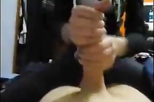 My sporty sweetheart playing with my giant penis like a gear shift stick