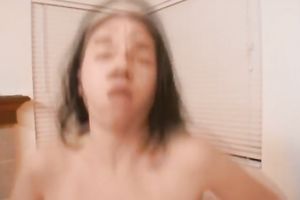 Restless dark brown college slut drilled with large 10-Pounder