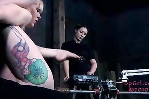 Submissive floozy with tattoos receives punished hard for being a doxy