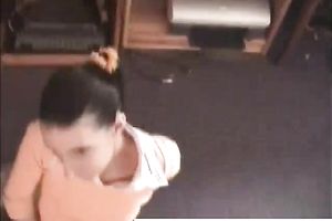 Cute brunette hair fully dressed blows schlong on POV sex movie