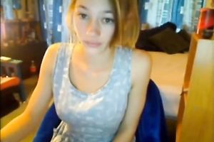 Super hawt golden-haired legal age teenager striptease for the camera in her room