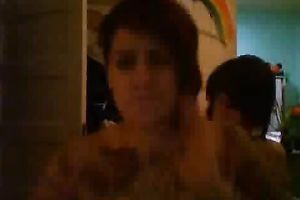 Two nasty tattooed lesbo sweethearts fondle every other on web camera