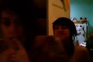 Two nasty tattooed lesbo sweethearts fondle every other on web camera