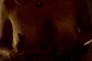 Blindfolded German golden-haired wifey feedingherself with my penis