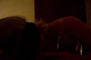 Blindfolded German golden-haired wifey feedingherself with my penis